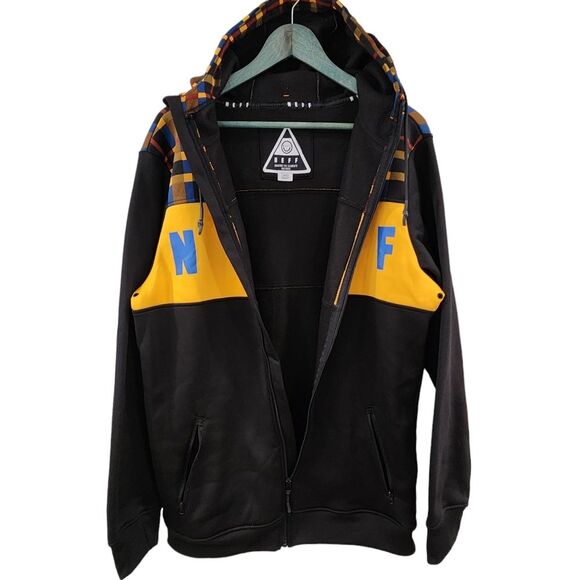 Neff Flint Shredder Hoodie Men's Size Large Black / Yellow / Blue‎ - Picture 7 of 16